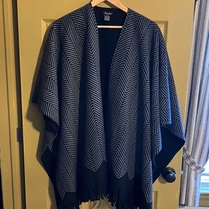 Black and Gray Chevron Poncho